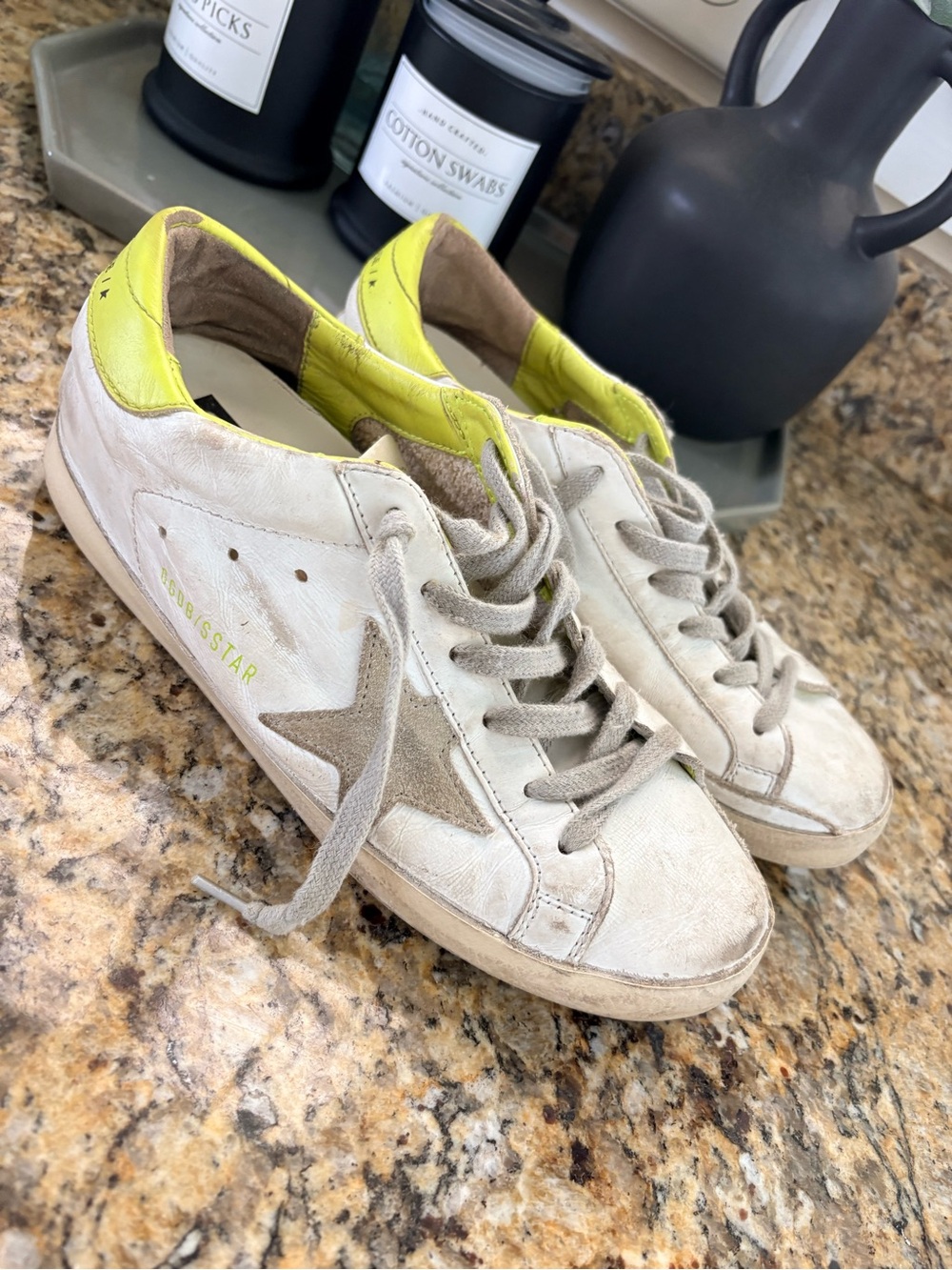 Golden Goose Superstar Leather Sneakers with Lime Heel